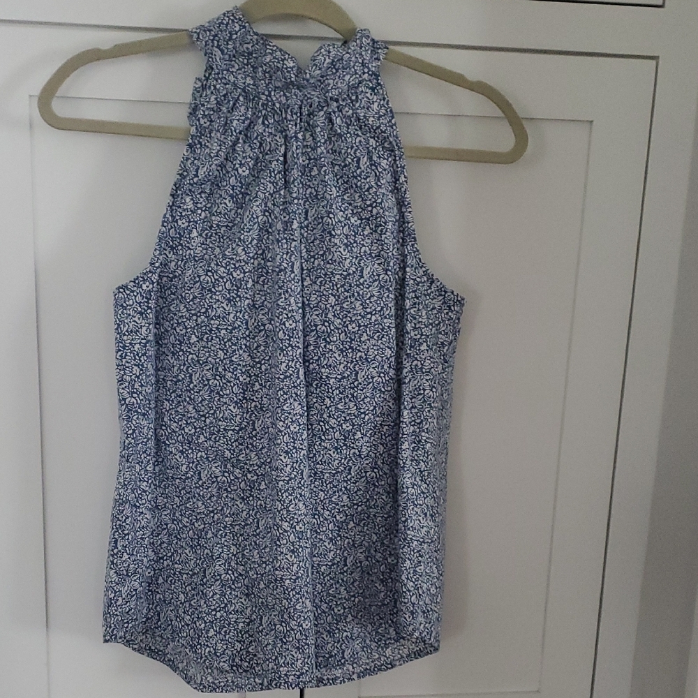 J. Crew Blue Floral Sleeveless Top